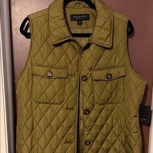 Marc New York Olive Quilted Button-Front Vest